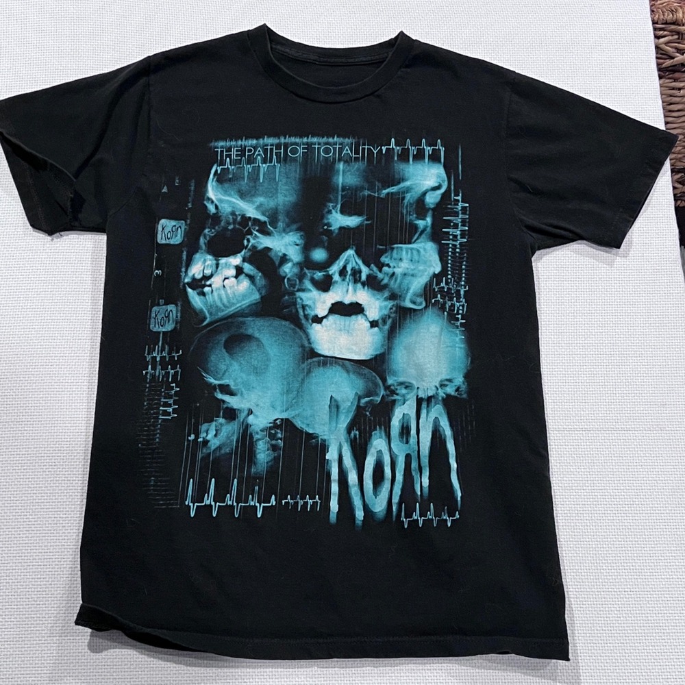 Korn The Path of Totality T Shirt‎ Black Skull Graphic Band Tee Small - READ